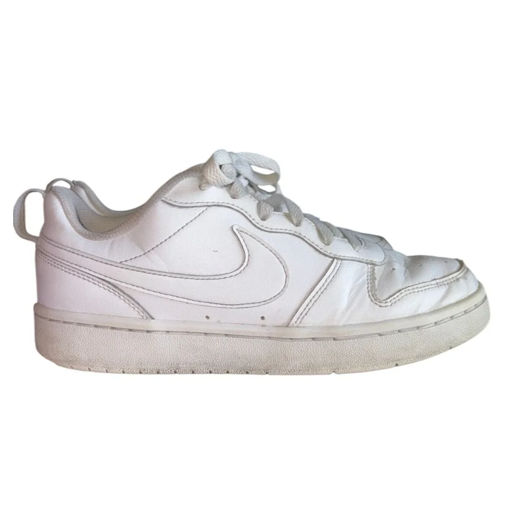 Nike Court Borough Low 2 White Leather Sneakers‎ Kids Size 6.5Y BQ5448 100